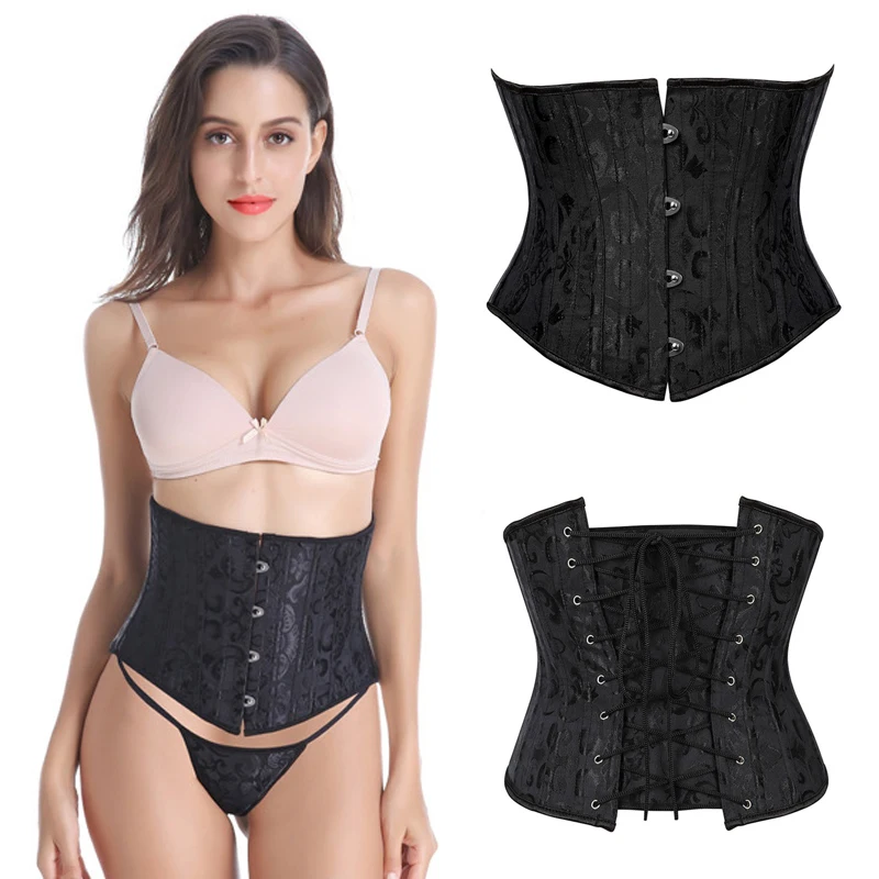 

Hot sale Soft Elastic Body Shaper With T Pants Control Girdle Tinted Waist One Word Collar Corset Girdle, Black,white