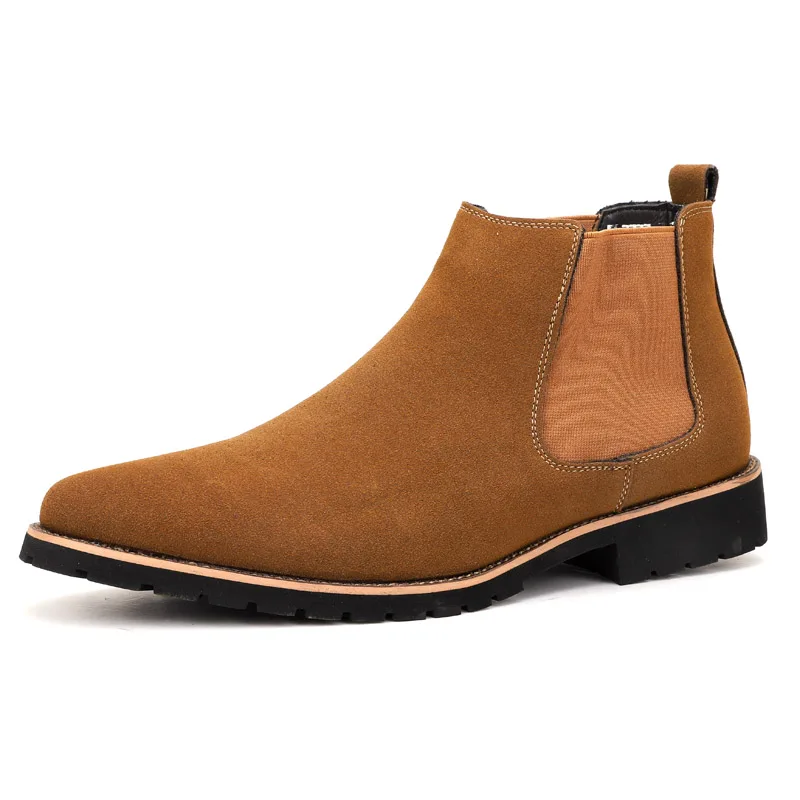 

Winter Slip on Business Shoes Men Ankle Casual Chelsea Leather Boots