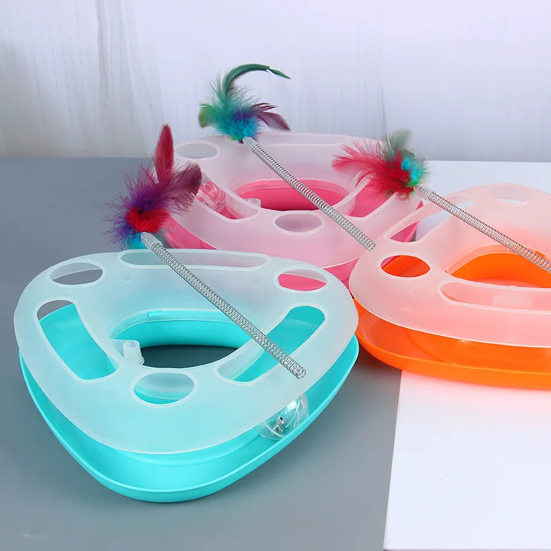 

Factory Direct Cat Funny Play Disc Triangle Spring Puzzle Cat Turntable Sound Toys, Picture showed