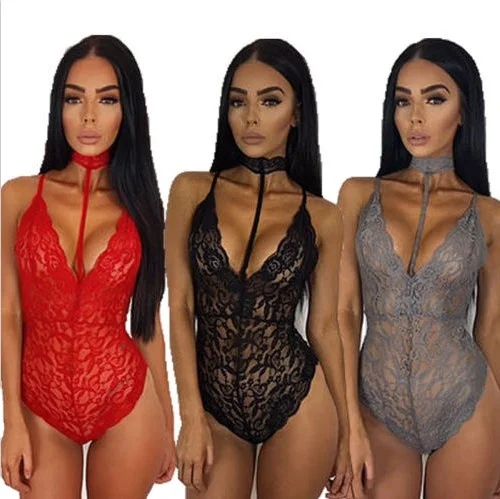 

Valentines Day Sheer Lace Choker Neck Sexy Erotic Lingerie Plus Size women's Underwear Bodysuit Girls Underwears for women 2021, Customized