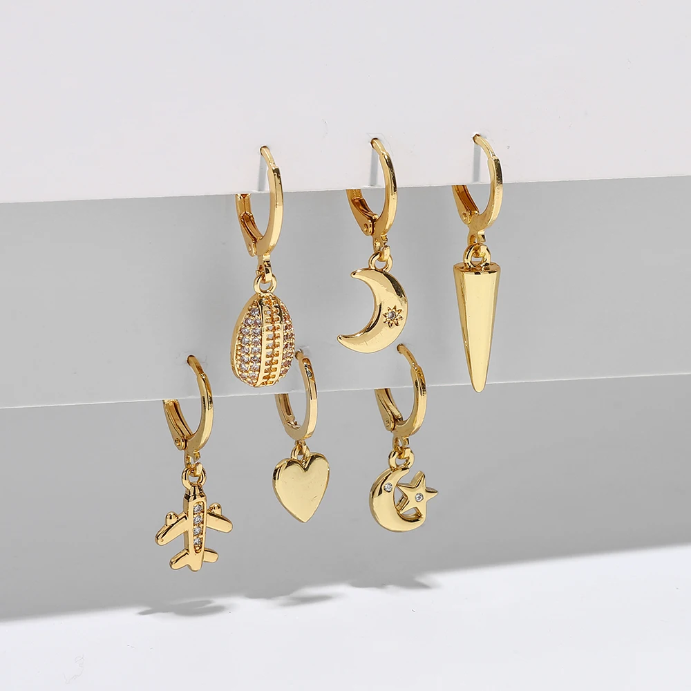 

Trendy Exquisite Round gold Color hoop earings set Europe Personality Geometric earrings for women jewelry party