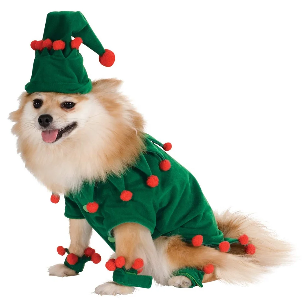 

Pet Cats Dogs Christmas Funny Elf Costumes Cosplay Clothes, Green