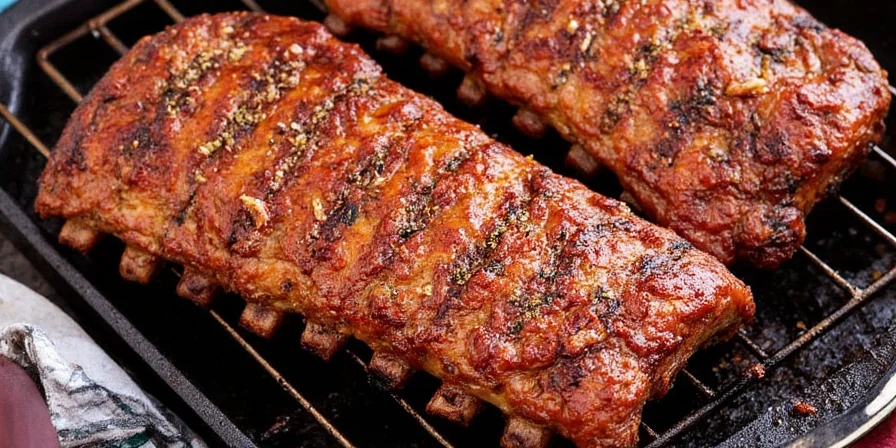 Burnt or overly salty-looking ribs