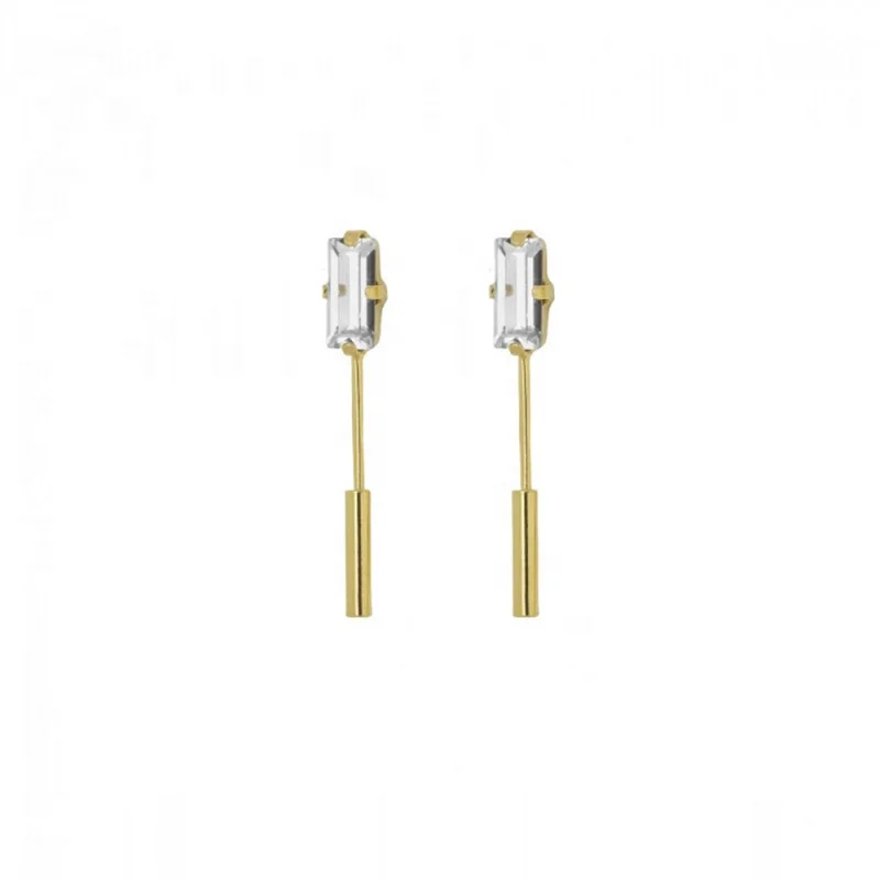 

Minimalist Crystal long stick 18k gold plated jewelry earrings S925 silver zircon drop earrings 2021