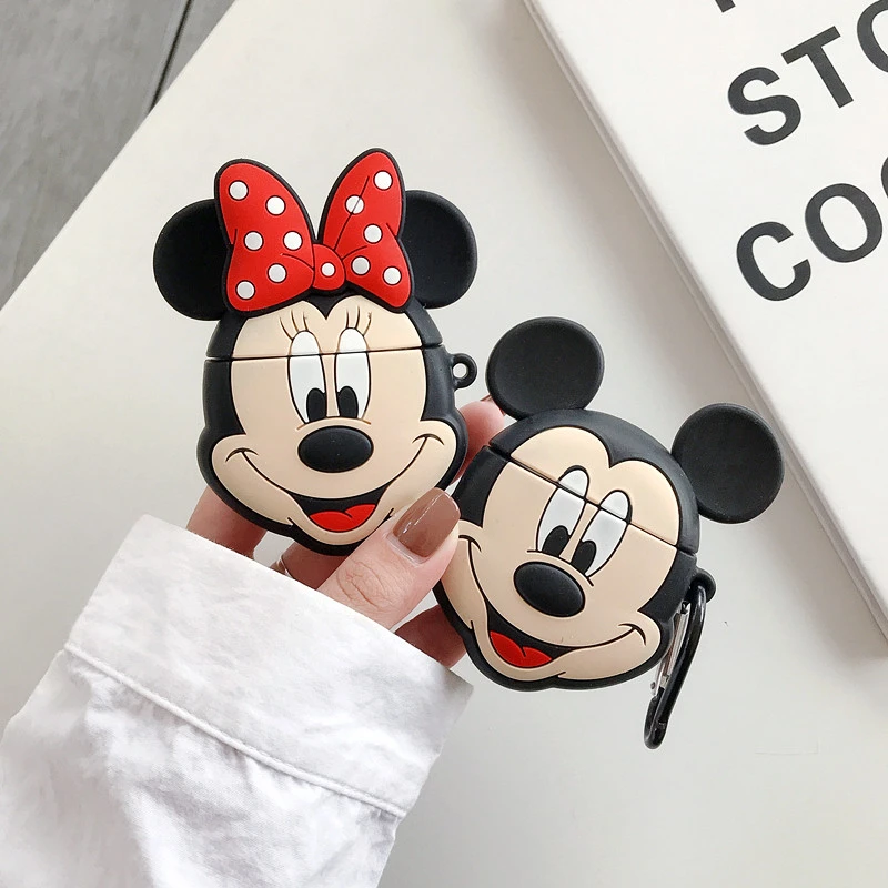 

For Airpods Cases 3D Cute Cartoon Mickey Minnie Mouse Headphones for Air pod 1 2 Charging Box Custom Protective Silicone Covers