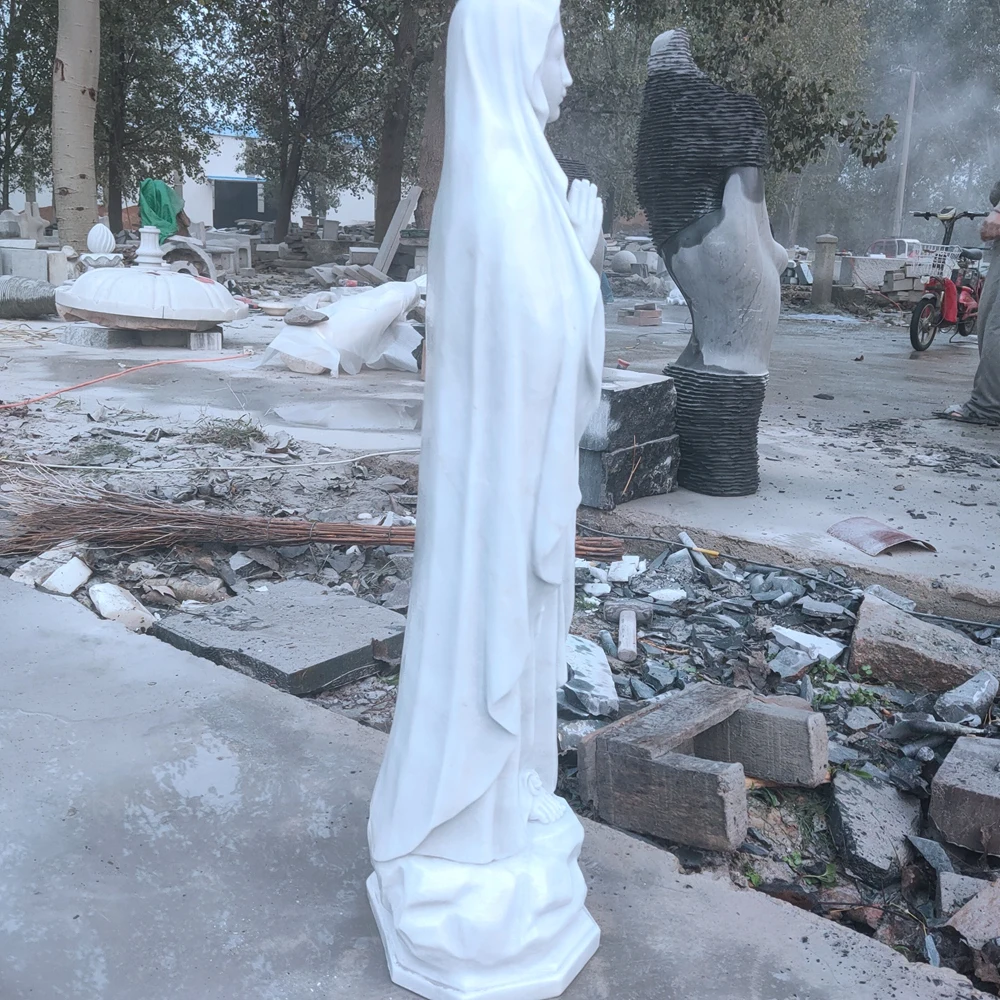 Estatua Religiosa De Mármol Blanco,Estatua De La Virgen María En Mármol