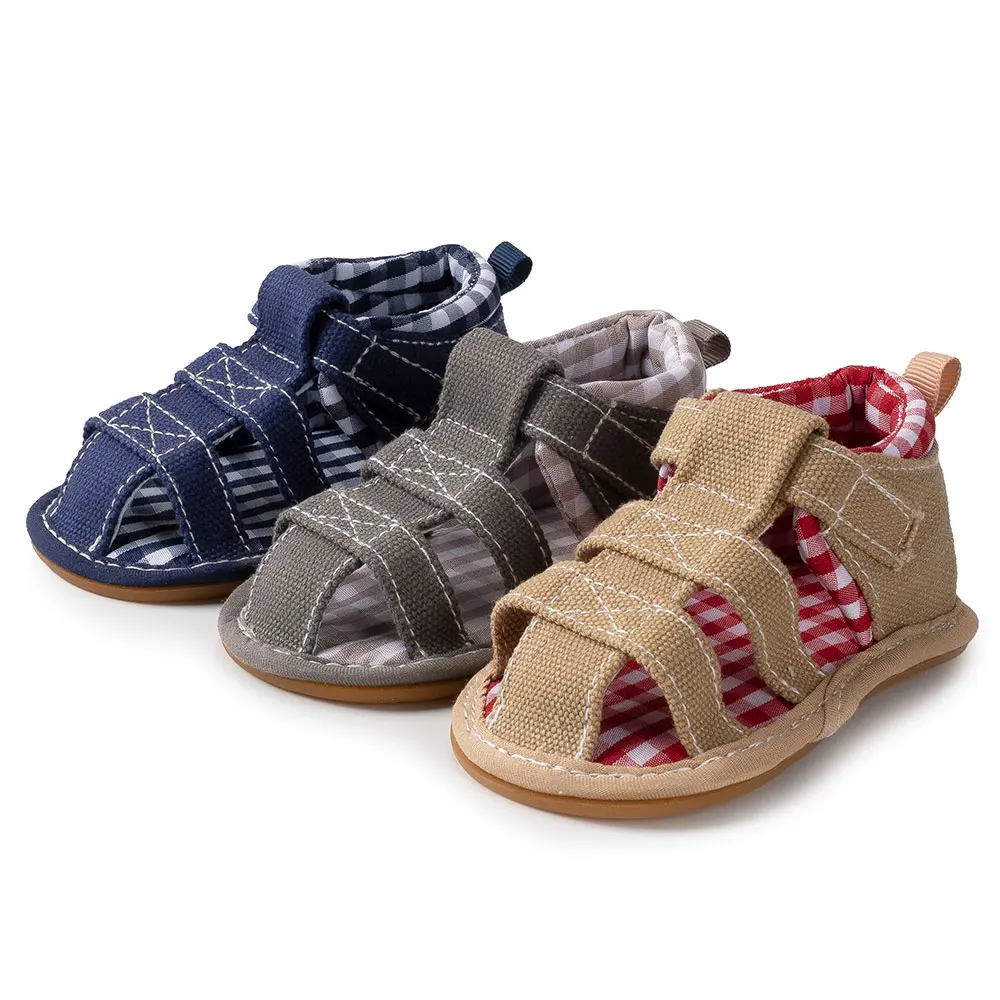 

New arrival canvas denim Rubber sole prewalker infant Toddler kids baby boy sandals