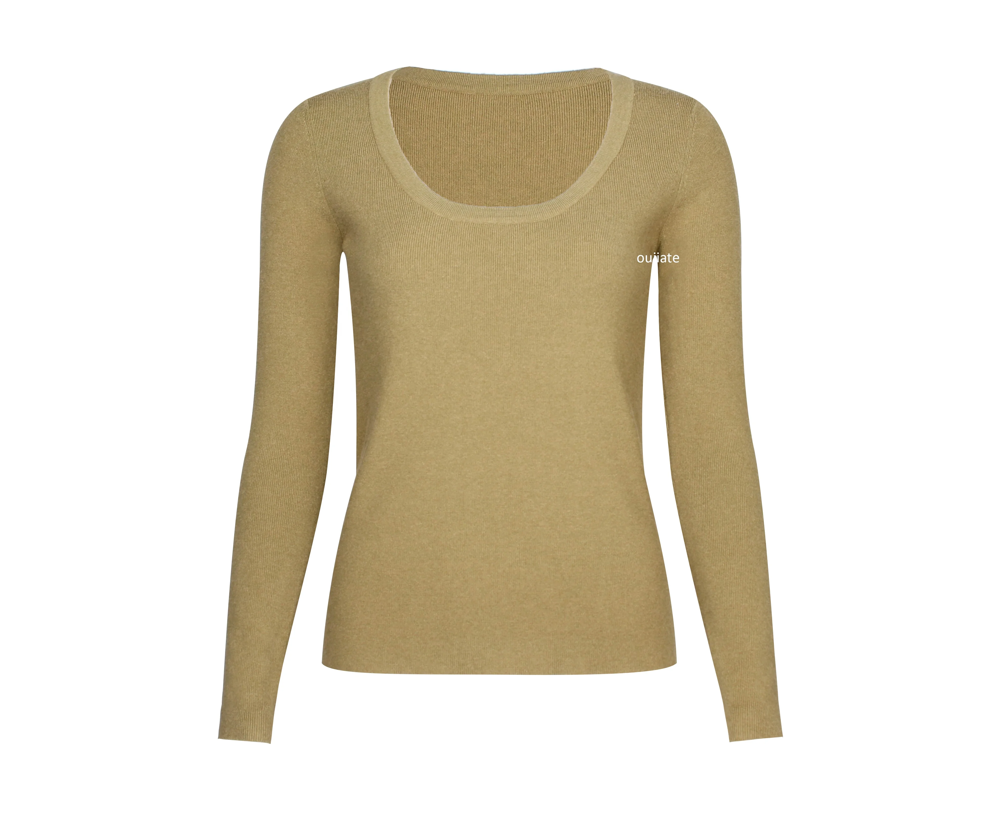 

Basic Scoopneck Knitwear Long Sleeve Sweater for Women, Customized color