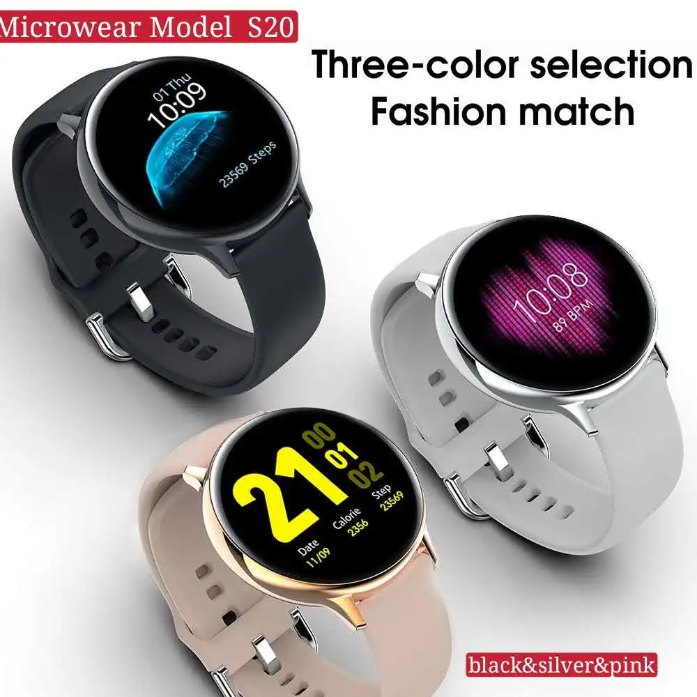 

Microwear smart watch S20, ECG, messages reminder,remote control, IP68 waterproof,Android, IOS. heart rate, Black, silver, gold