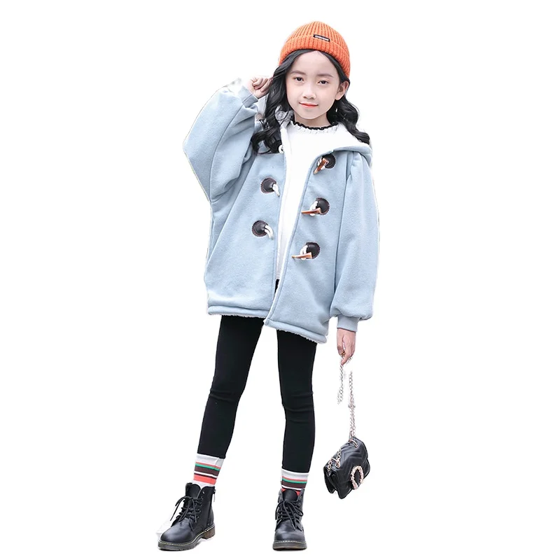 

Boutique New Design Soft Warm Flannel Toddler Kids Autumn Winter Clothes Jacket For Girls Children, Light blue