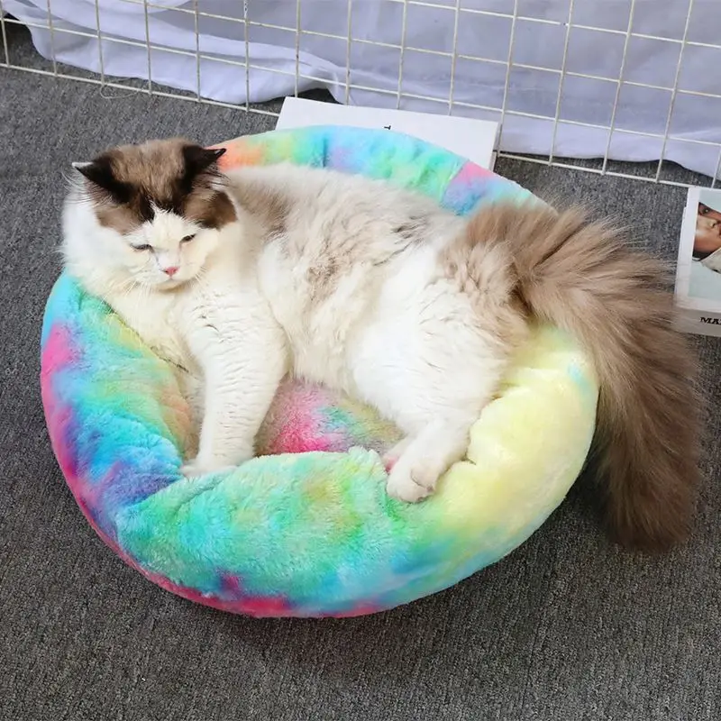 

Comfortable Soft Plush Round Faux Fur Pet Dog Cat Sleeping Sofa Cushion Dog Bed