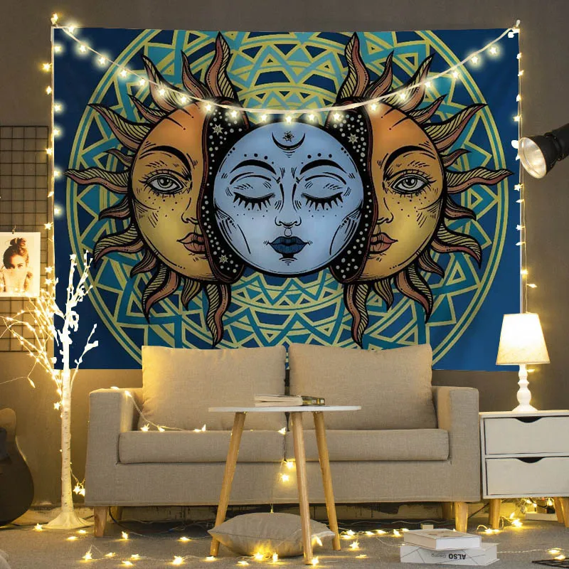 

Custom Sun And Moon Phase Printed Large Tapestry Psychedelic Tarot Mystic Wall Hanging