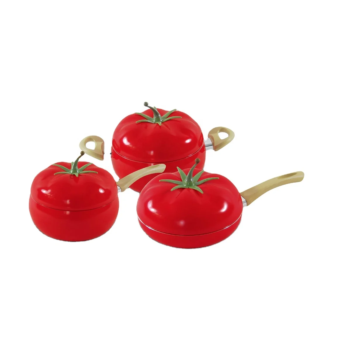 

Red 20 cm Lovely Fruit Shaped Aluminium Cooking Pot Nonstick Coating Tomato Induction Cookware Sets