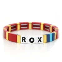 

Trendy Handmade Enamel Customized Bead Stackable Tile Bracelets