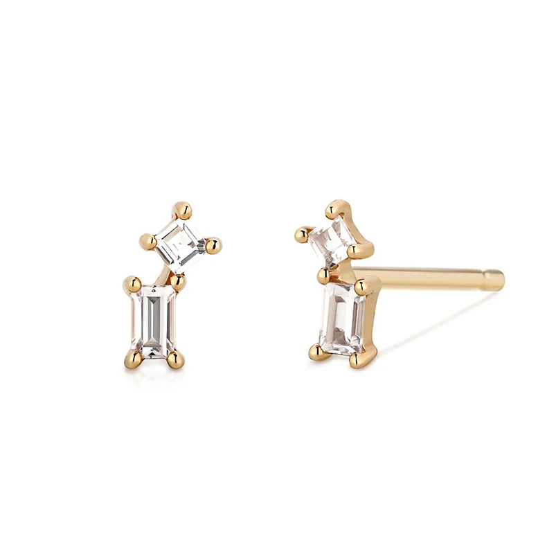 

Gemnel dainty 925 sterling silver 18k gold zircon baguette square stud earrings