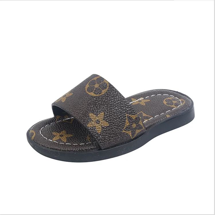 

2021 summer new children's Korean alphabet non-slip open-toed outer wear soft bottom sandals and slippers, Red black