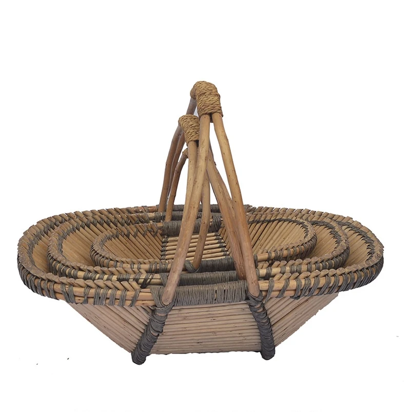 
county style wooden wicker fruit basket for wedding and home use 