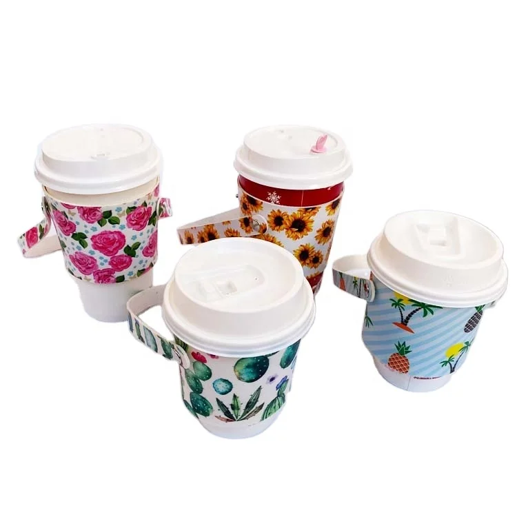 

Reusable PU Leather With Custom Printed Beverage Holder Iced Coffee Cups Takeaway Cup Carrier, Customized color
