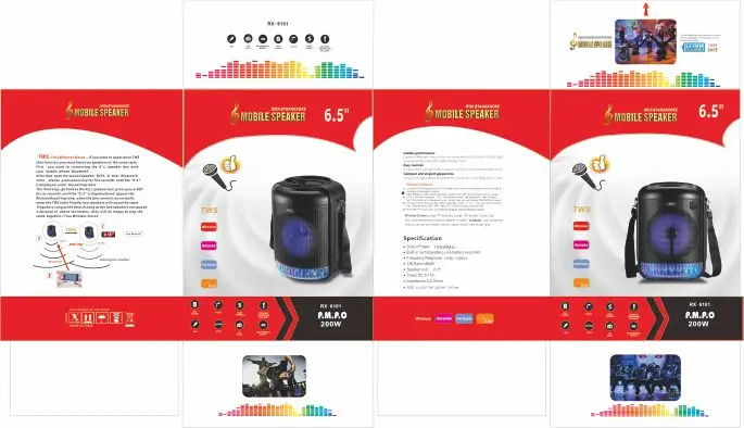 6.5 Inch colorful light portable speaker with microphone USB TF FM RADIO Speaker Model RX-6101 - ANKUX.COM