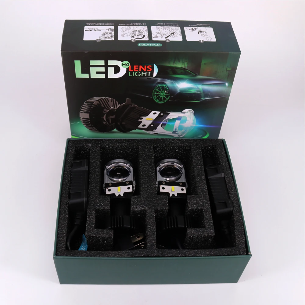 Bi Led H4 Bi Xenon Projector Lens Kit 30w 40w Headlight Car Fog Light