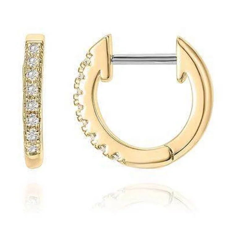 

Fashion Pearl Gold Stainless Steel Earring Diamond Set Silve Jewelry Earring Crystal Mini Huggie Cross Hoop Women Earring