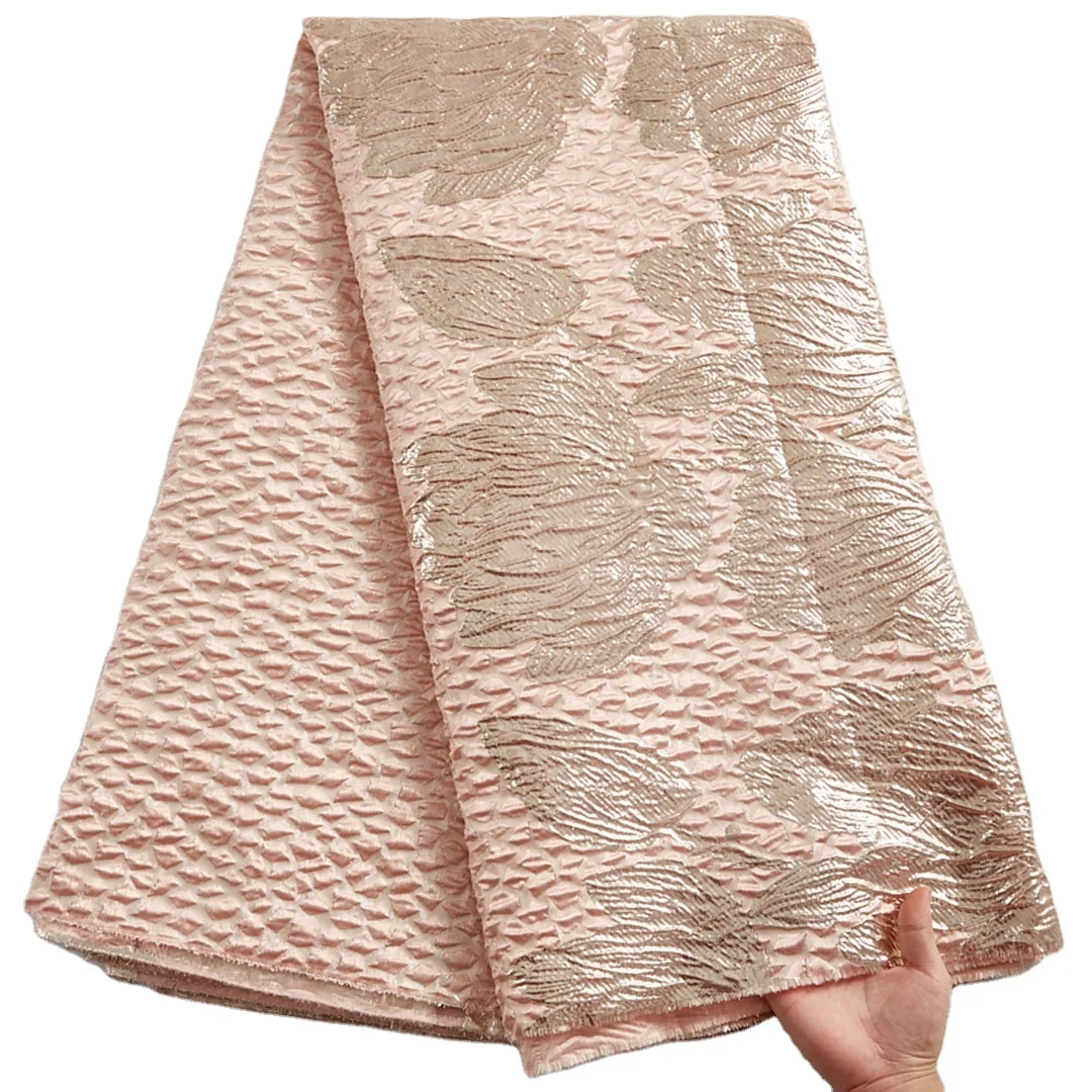 

Embroidery Jacquard Brocade Cord Net Lace With Sequins Hot Selling African Cord Net Lace Nigerian Lace Fabric 2371