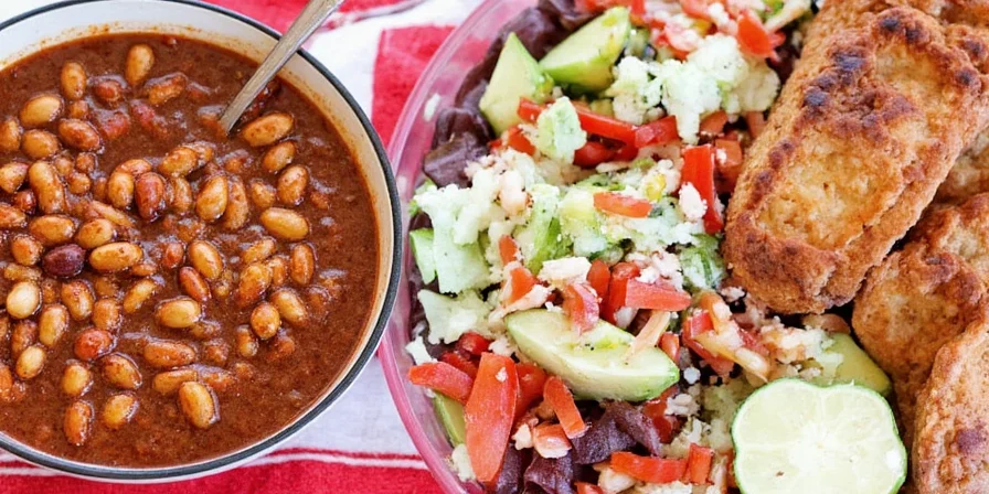 Smiling people enjoying chili together