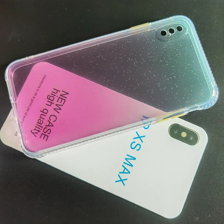 

Wholesale IMD glitter with fade color design double hard TPU shockproof phone cover case for iphone 7 8 7g 8g 4.7inch, Transparent