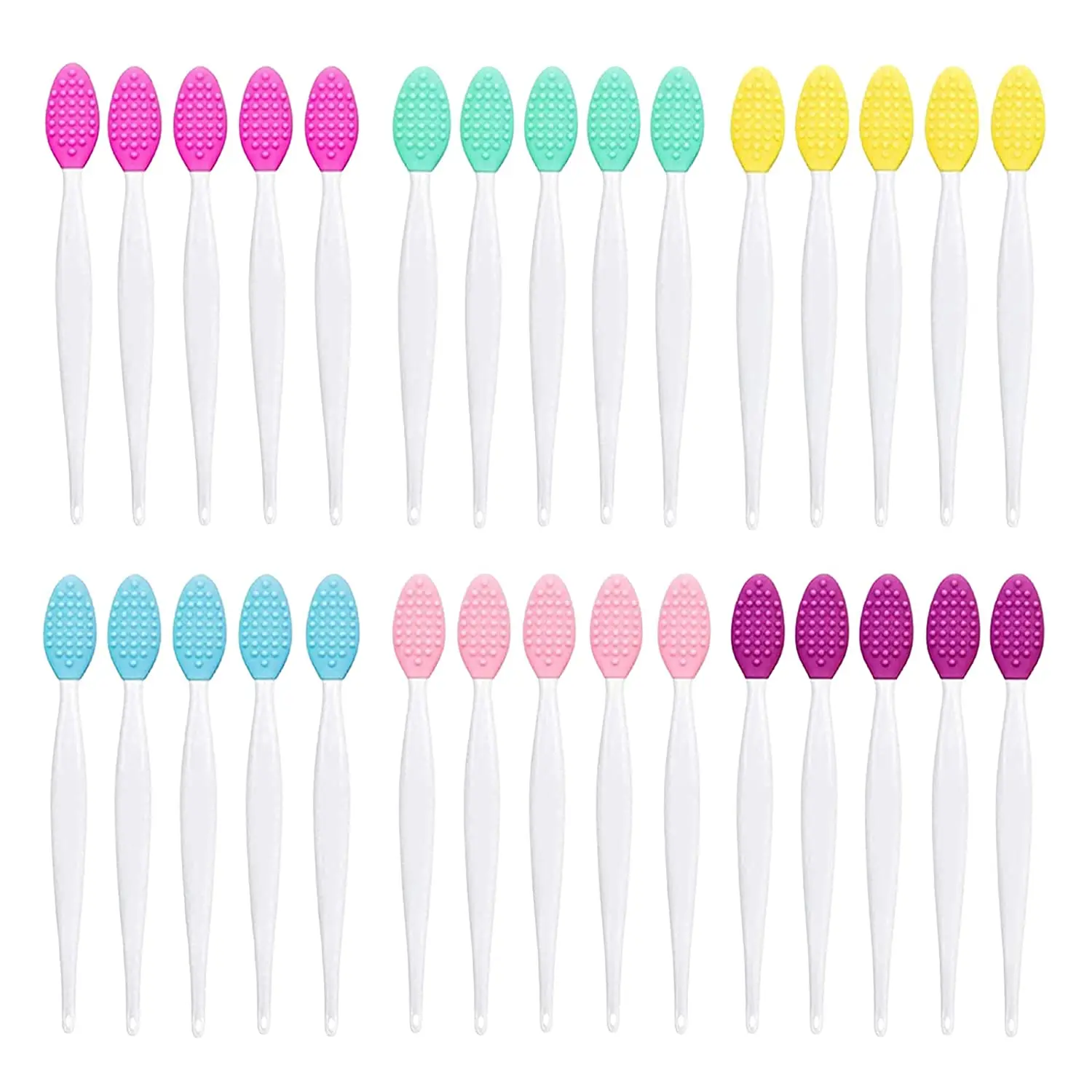 

Double-sided Soft Lip Brush Cosmetic Tool Silicone Exfoliating Lip Brush for Lip and Nose Blackhead Cleaning Brush, Blue,pink,rose red,green,yellow,purple