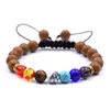 2019 Cheap Wholesale Charm 8 MM Natural Stone Woven Bead Braid 7 Chakra Bracelet