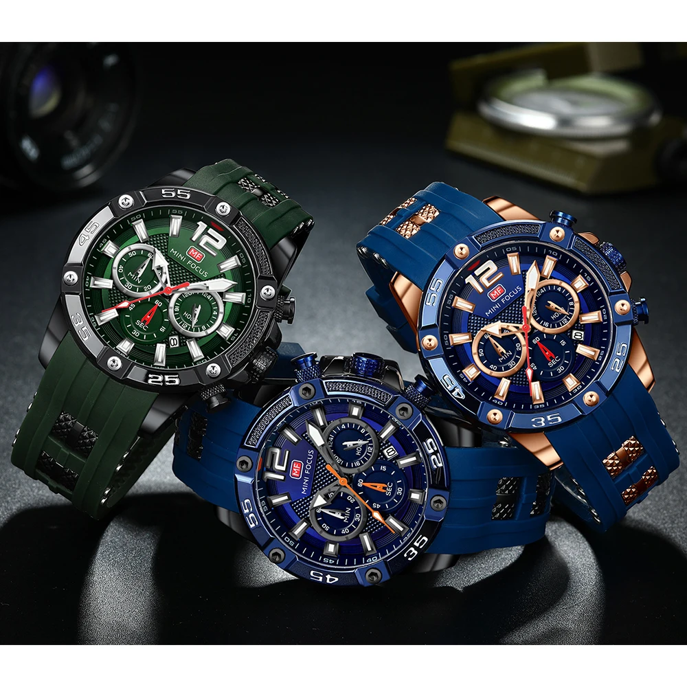 

Mini Focus New model fashion men watches students sport diving luminous quartz watches with MSDS Certificates, Black brown blue