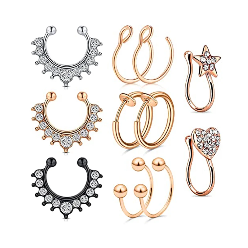 

New Product Ideas 2021 Nose Rings healthy Steel Nose Cuff Piercing Jewelry Titanium, Steel color for ready stock