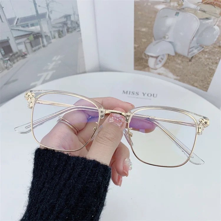 

2021 new anti-blue light Sun plain glasses half frame spectacles sunglass tr90/sport black/gold sunglasses injection frame tr90, Provide custom