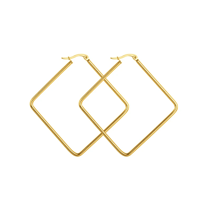 

cheap wholesale fashion minimal jewelry square shaped custom stainless steel gold plated women big pendant geometric earrings, Gold/silver/rose gold/custom