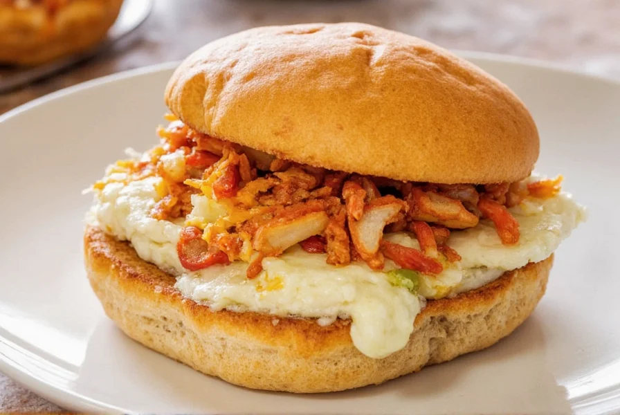 Homemade bon mi sandwich served on a wooden plate