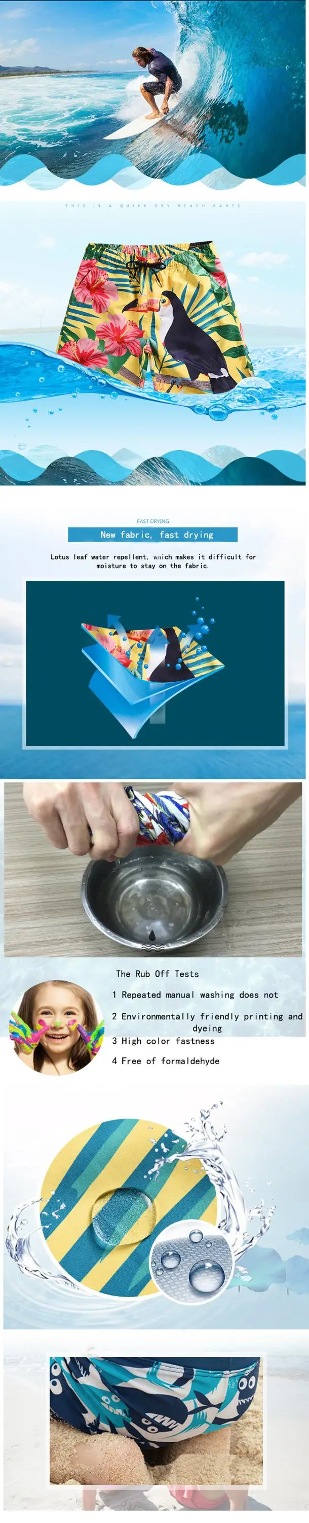 Custom Design Your Own Sublimation Boardshorts Beachwear Men Swimming Trunks Board Shorts