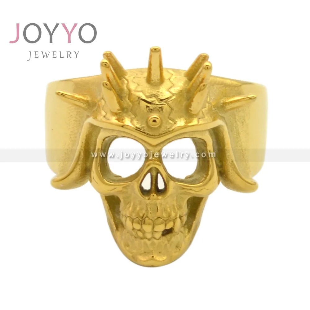 

2022 fine jewelry anillos acero inoxidable biker stainless steel skull ring gold 24k real silver plated