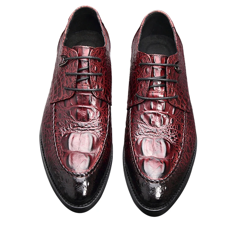 

Crocodile grain genuine leather derbys mens dress shoes, Brown&black