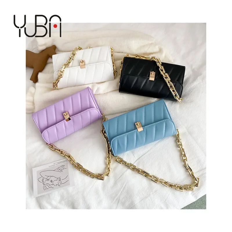 

2021 Wholesale Popular Woman Underarm hand bag high quality pu handbags ladies thick chain purses, Customizable