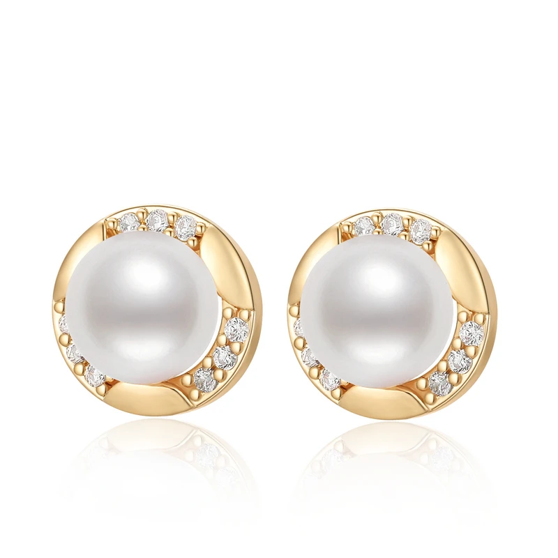 

Round Circle Stud Earring for Girls 14K Gold Filled 6.5-7mm Natural Freshwater Pearl Stud Earrings Women Jewelry Gifts
