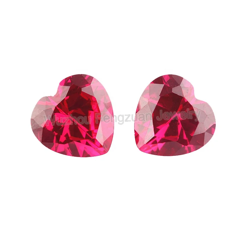 

High quality heart shape cubic zirconia 2*2mm-10x10mm Ruby 5# color 1000PCS/bag loose gemstone for heart necklace