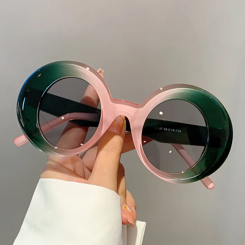 

5610 Ins Popular New Fashion 2022 Women Vintage Round Oversized Gradient Custom Retro Sunglasses Vintage Men