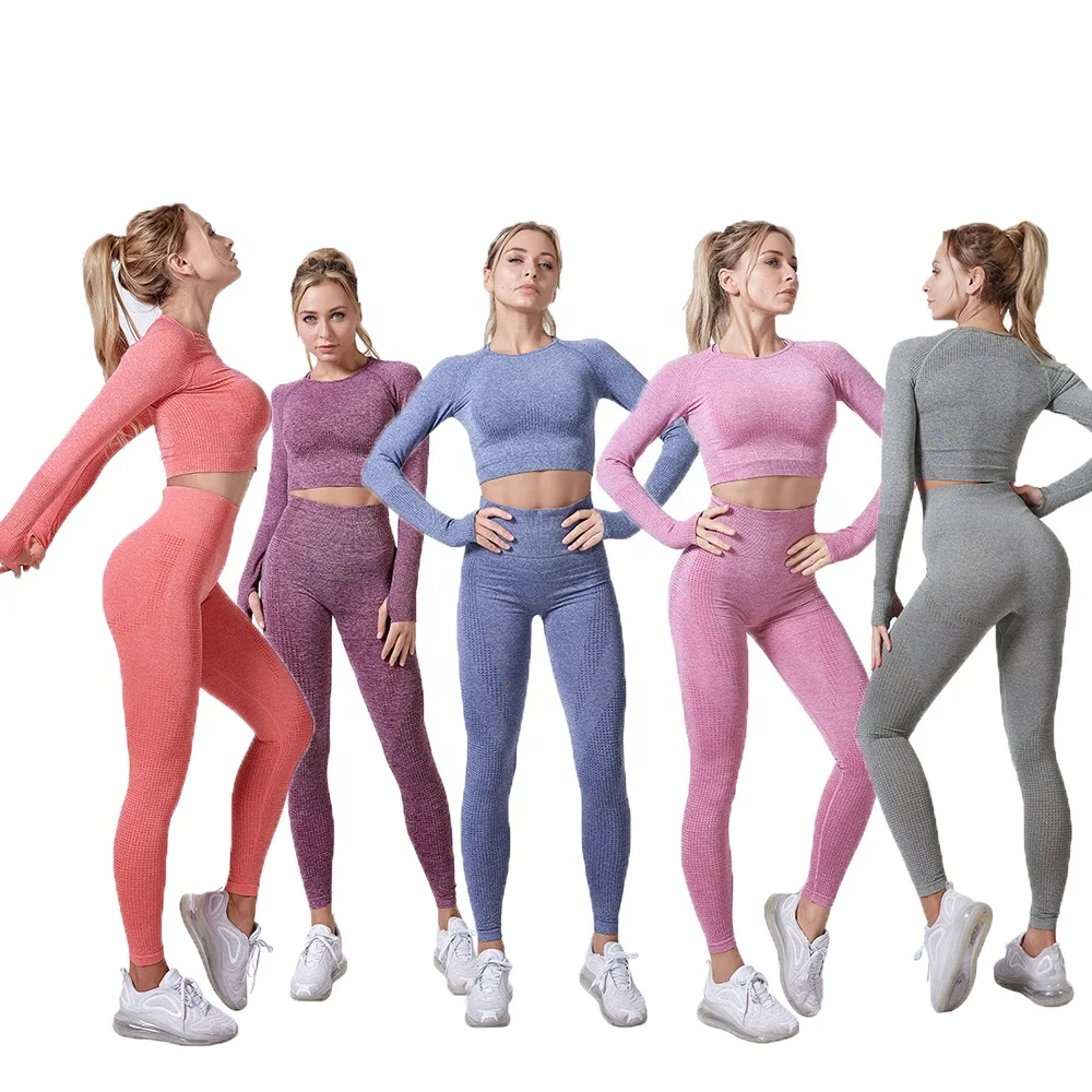 

Yoga Wear Casual Dot Jacquard Seamless Knitted Fitness Wear Ladies Exercise Long Sleeve Casual Suit, Multi color optional