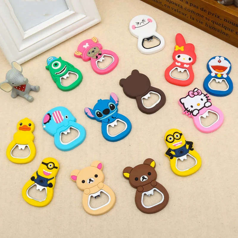 

Multi-functional Magnetic Opener Pvc Soft Plastic Cartoon Bottle Opener Cartoon Beer Opener, As photo