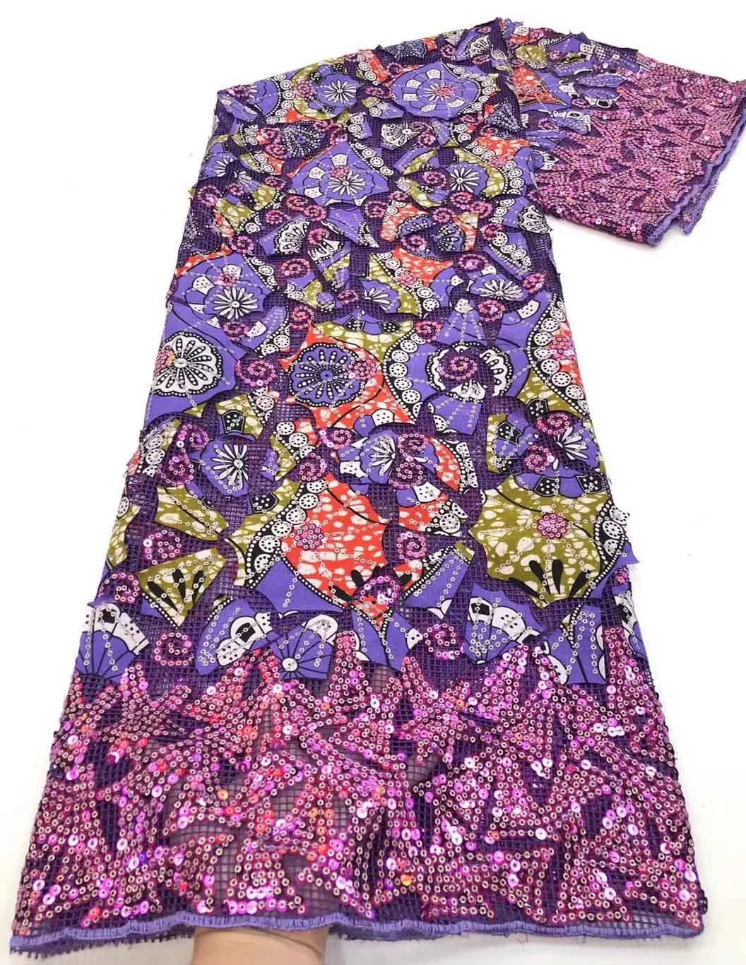 

2021 Nigerian Ankara Fabrics With Embroidered Lace Fabric African Wax Fabric Cotton for women