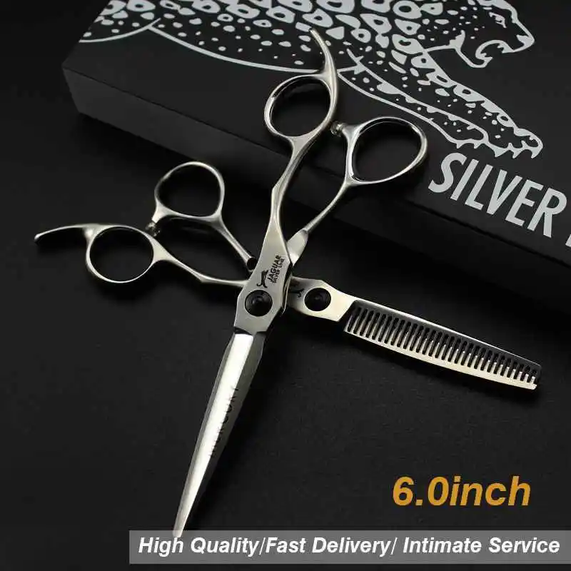 

JAGUAR GM49 6.0 inch professional babrber scissors 9CR hair scissors cutting / thinning matte/light silver with case