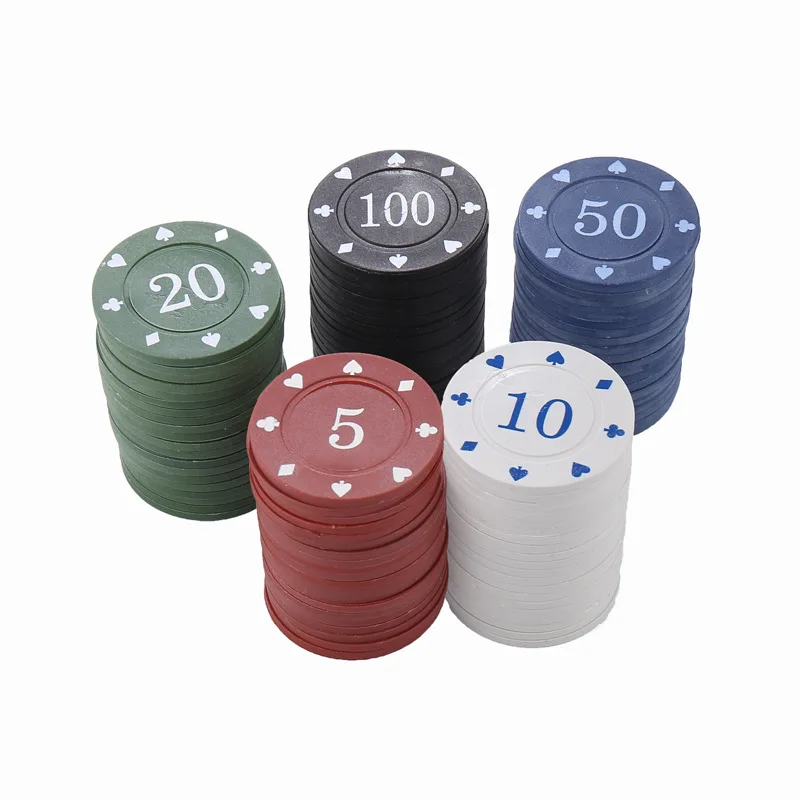 

100pc a set Custom Printed Casino Accessories Multiplayer Game ABS Iron Clay Metal Texas Hold'Em Poker Coins Chips, Colorful