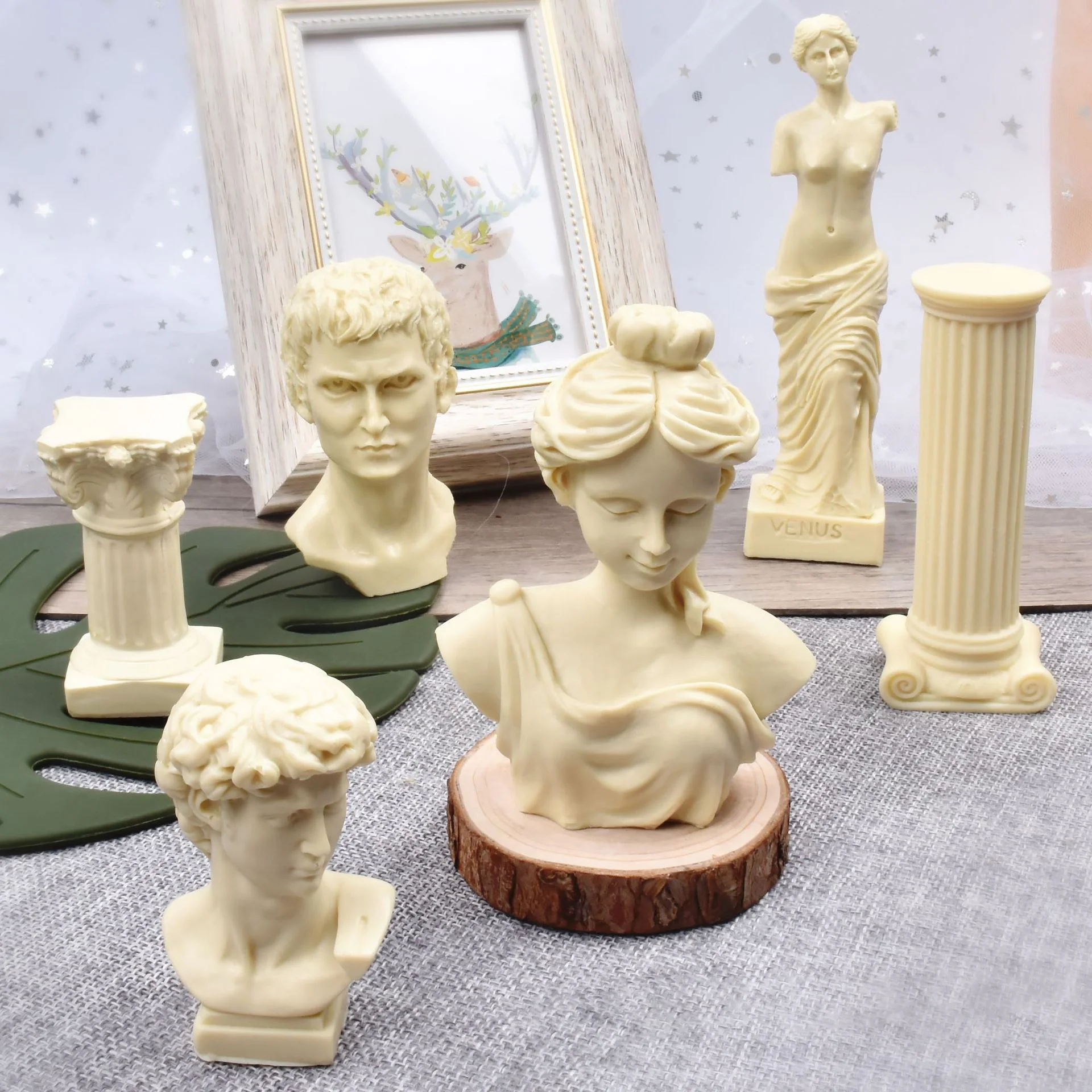 

GC DIY candle mould Venus goddess head wedding decoration retro Roman column scented candle mold silicone