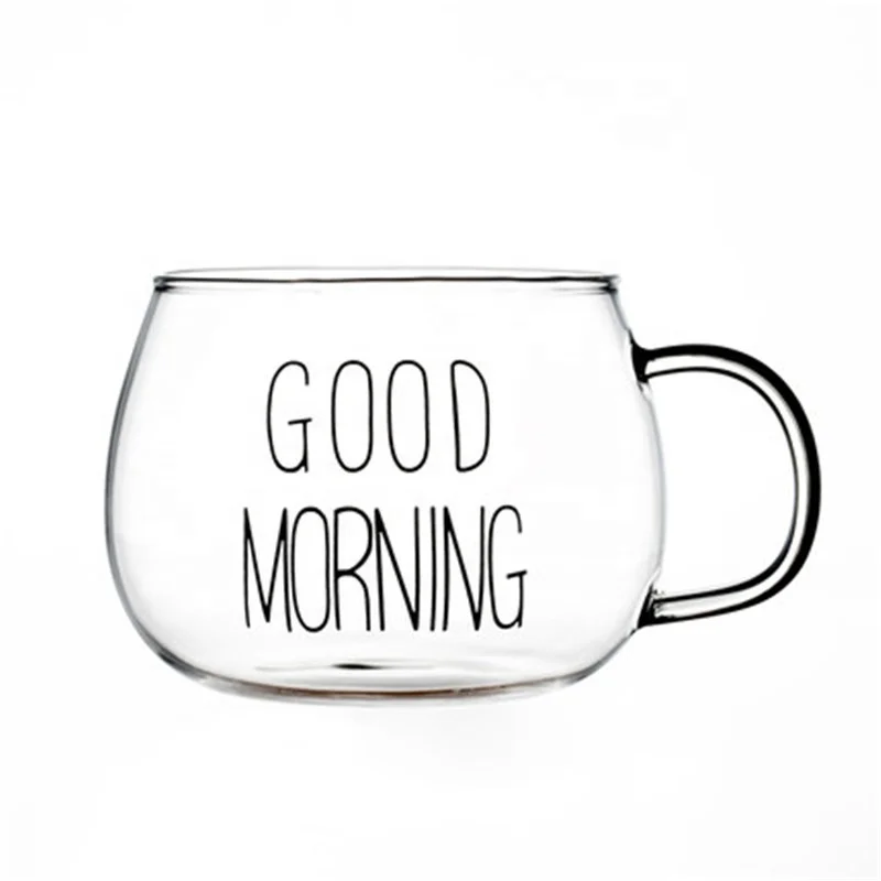

Custom Logo Heat-resistant Glass Breakfast Cup Coffee Tea Milk Mug Transparent Handle Drinkware Cup