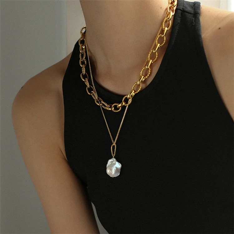 

Aimgal jewelry A1 jewelry wholesale Fashion temperament Baroque special-shaped long pearl pendant necklace for women
